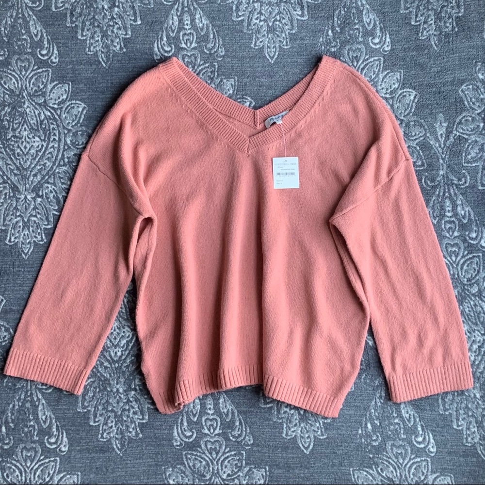 Madewell Double V Pullover Rosewood Pink - Picture 1 of 9